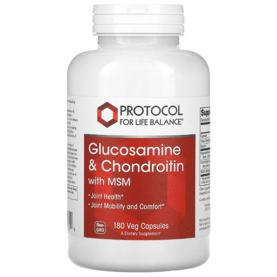 Препарат для суглобів та зв'зок Protocol for Life Balance Glucosamine & Chondroitin with MSM 180 Veg Caps