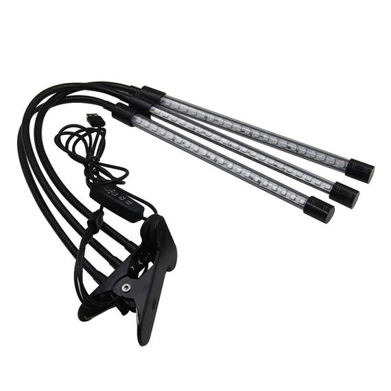 Ультрафіолетова лампа для рослин на 3 гілки, 30 Вт, L3 / Гнучка фітолампа з таймером / Світодіодний фітосвітильник на прищіпці | Зображення 7