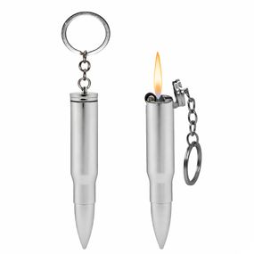 Брелок Зажигалка В Форме Патрона Серебристая