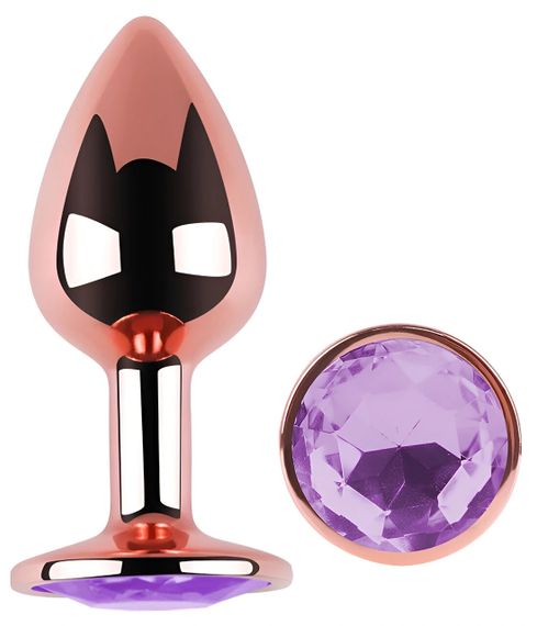 Анальная пробка EGZO Rose Gold с аметистом, анатомическая форма, нержавеющая сталь, размер M Sex Aura | Зображення 1