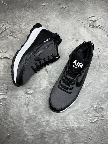 Шкіряні зимові кросівки  Nike колір чорний, сірий | Зображення 7