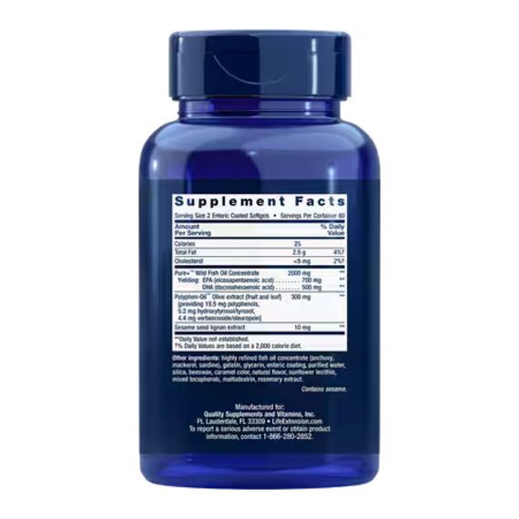 Super Omega-3 EPA/DHA Fish Oil, Sesame Lignans &amp; Olive Extract - 120 softgels | Зображення 1