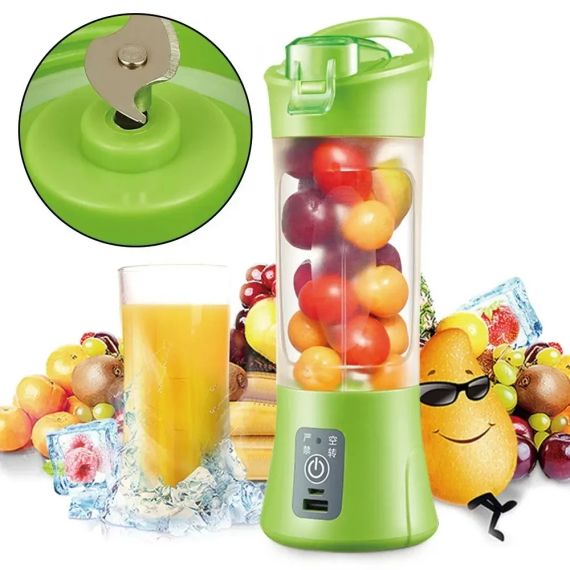 Аккумуляторный мини-блендер на 400мл Juicer NG-01, 2000мАч, USB, Зеленый / Блендер-шейкер с PowerBank | Зображення 3