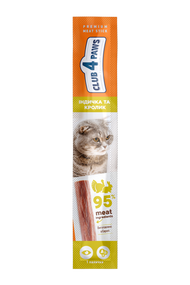 Клуб 4 Лапи м'ясна паличка преміум. Індичка і кролик. ласощі для  кішок. 5 г