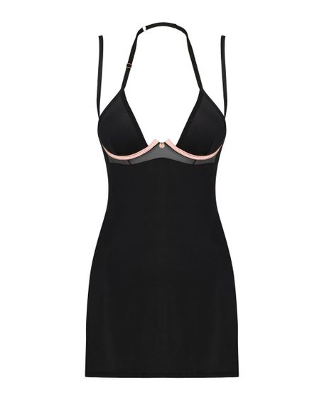 (SALE) Сорочка Obsessive Selinne chemise & thong XS/S Black, стрінги, подвійні бретелі Sex Aura | Зображення 2