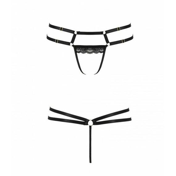 Трусики-стрінги зі стреп із мереживом Passion Exclusive LORRY THONG XXL/XXXL, black | Зображення 4