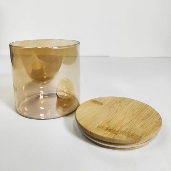 Ємність скляна з дерев'яною кришкою (кругла) бурштин VT-8005 Vittora 500 мл | Зображення 4