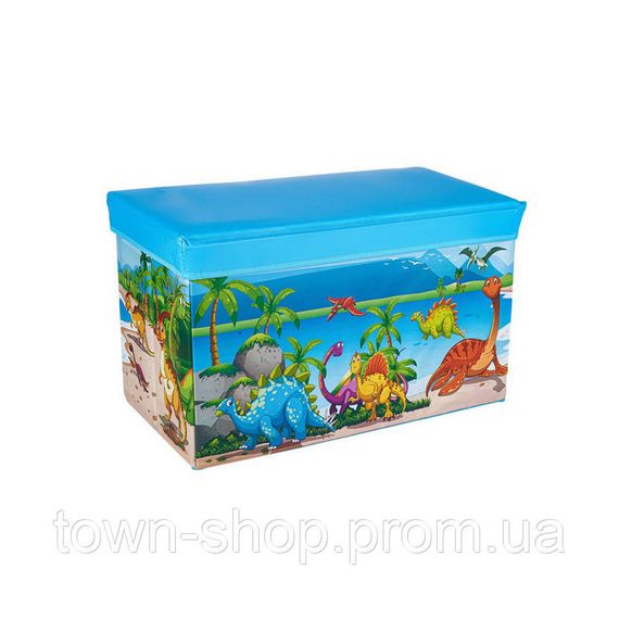 Корзина для игрушек MR 0362 (Динозаврики, Голубой)