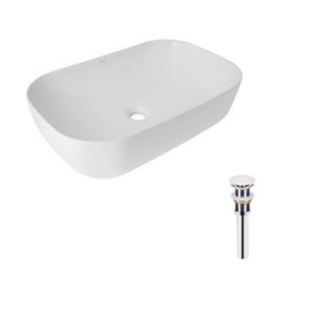 Комплект Qtap Robin: Раковина накладна прамокутна 600x390x150 мм White + Донний клапан PU02
