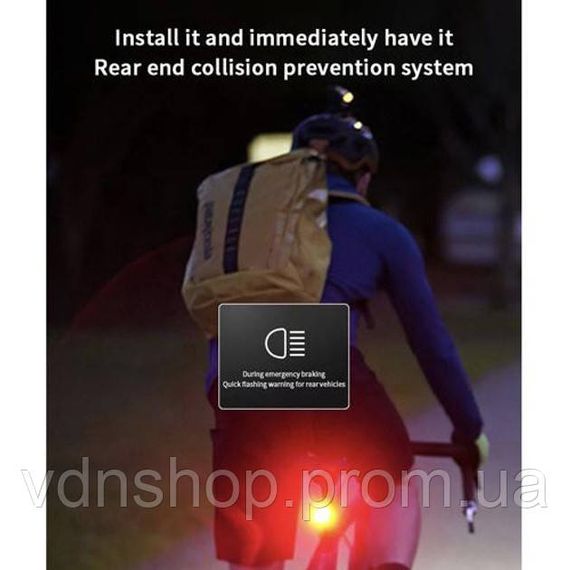 Розумний задній ліхтар для велосипеда, Стоп-сигнал на раму велосипеда, Задній акумуляторний велоліхтар CT-59 | Зображення 4