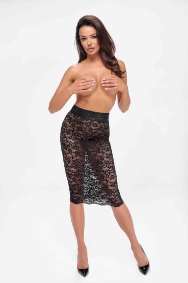 Юбка Noir Handmade F302 Ambivalence, XXL, black, кружево, длина за колени, шнуровка сзади sexstyle | Зображення 3