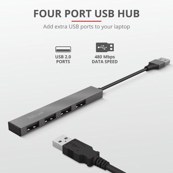 USB-хаб Trust Halyx Aluminium 4-Port Mini USB Hub (23786_TRUST) | Зображення 8