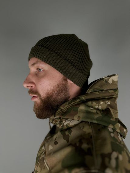 Шапка Докер(біні) ULTIMATUM Сіра OneSize, чоловіча трикотажна укорочена з підворотом | Зображення 3