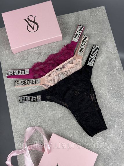 Женские слипи Victoria's Secret со стразами 3 шт набор, женские брифи Виктория Сикрет, стринги Виктория Сикрет 3 шт на выбор XL | Зображення 7