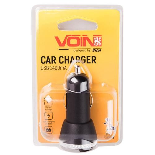 Автомобільний зарядний пристрій VOIN C-2402BK 2USB (12/24V - 5V 2,4A) | Зображення 1
