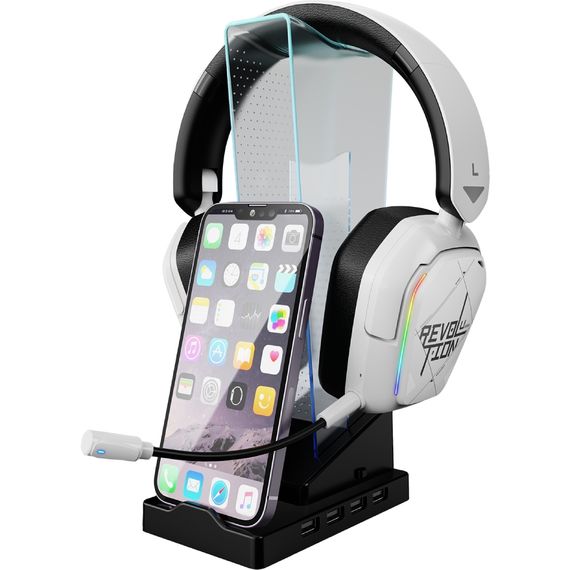 Підставка для гарнітури XTRIKE ME RGB 4xUSB2.0 HUB, USB кабель 1,5м,чорна | Зображення 3