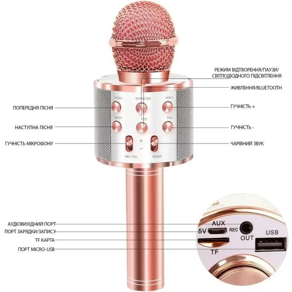 УЦЕНКА! Беспроводной караоке микрофон Wster WS-858 Bluetooth (Плохая упаковка 3052) | Зображення 5