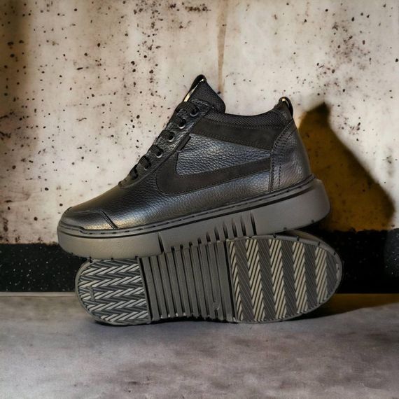 Зимові кеди хутро Nike чорні | Зображення 3