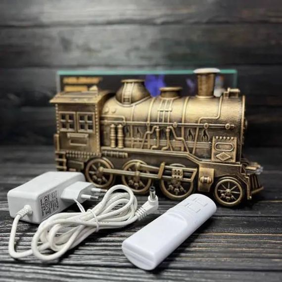 Увлажнитель воздуха с подсветкой и звуками Поезд +пульт 2100 Золото