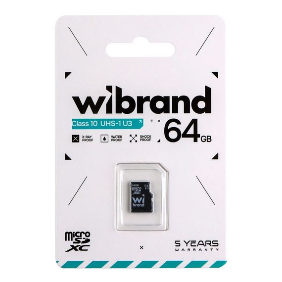 Карта Памяти Wibrand MicroSDXC 64gb UHS-1 U3 10 Class