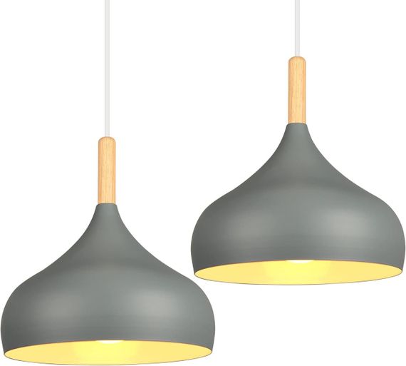 Підвісні світильники iDEGU 2 шт, лампа E27 для кухні, кафе, бару, ретро лофт світильник, метал дерево | Зображення 2