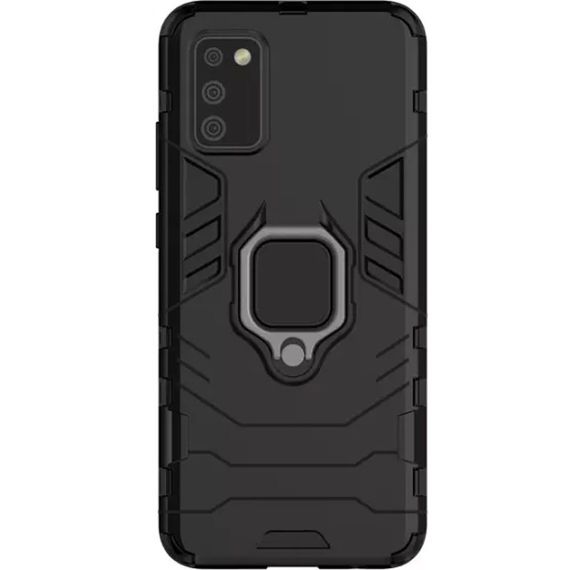 Ударопрочный чехол Transformer Ring for Magnet для Samsung Galaxy A02s Black | Зображення 1