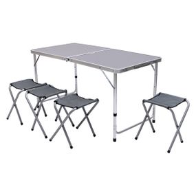 Розкладний стіл + 4 стільці кемпінговий набір для пікніка, риболовлі, відпочинку, туризму Сірий JY-12060G