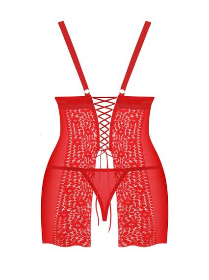 Сорочка и вырезом Obsessive Blossmina chemise Красная 4XL/5XL | Зображення 3