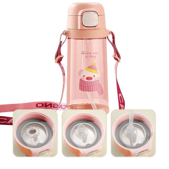 Пляшка для води CASNO 690 мл KXN-1219 Рожева (Свинка) з соломинкоюTRITAN | Зображення 5