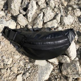 Зручна чорна чоловіча барсетка бананка, Бананка чоловіча повсякденна Універсальна сумка UC-69