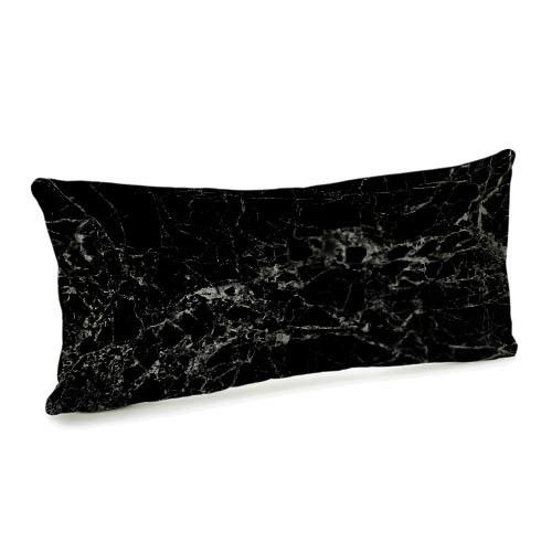 Подушка для дивану оксамитова Чорний мармур 50x24 см (52BP_ORG008)