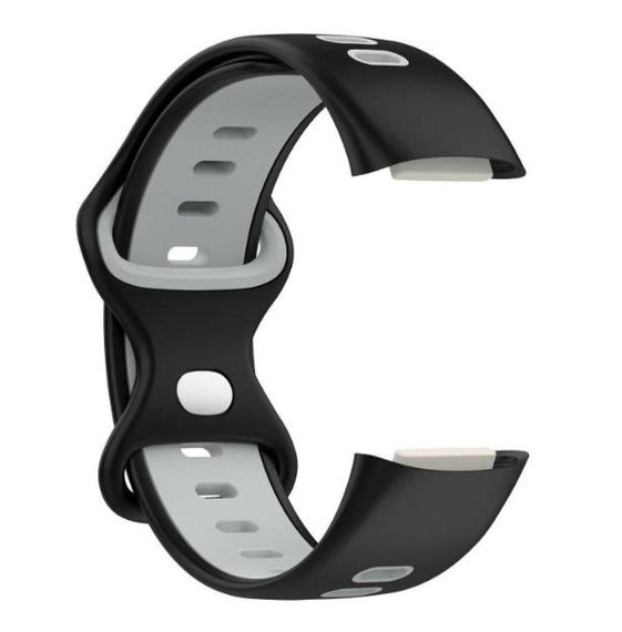 Силіконовий ремінець Primolux Sport для фітнес браслета Fitbit Charge 5 / Charge 6 - Black&Grey / розмір М | Зображення 1