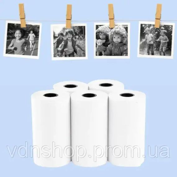 Самоклеящаяся термобумага 5 шт в наборе для мини принтера и детских фотоаппаратов | Зображення 2