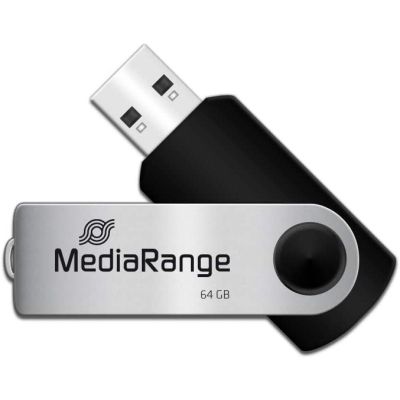 USB флеш накопитель Mediarange 64GB Black/Silver USB 2.0 (MR912) | Зображення 1