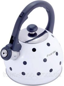 Чайник Kamille Polka Dot Kettle 2л из нержавеющей стали со свистком, в горошек, белый KM-1070WH