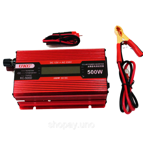 Преобразователь UKC 12V-220V 500W с LCD дисплеем Инвертор постоянного тока KC-500D AC/DC | Зображення 2