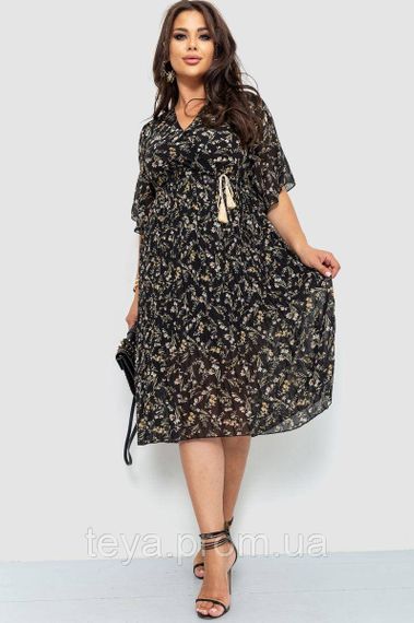 Сукня шифонова колір чорно-бежева розмір L-XL FA_007805