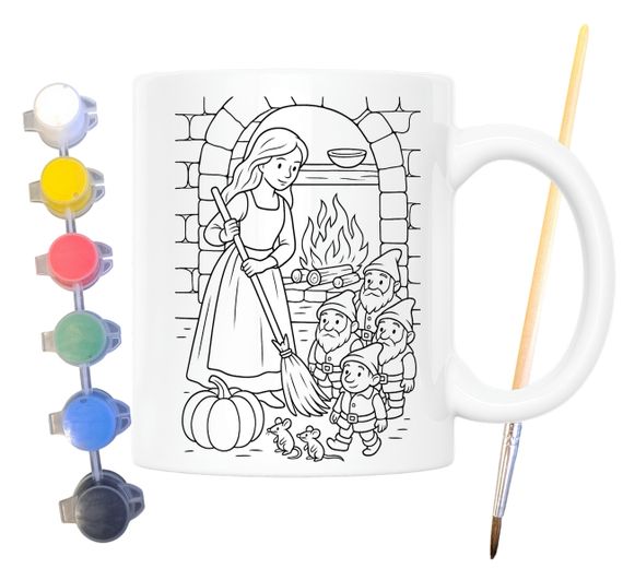 Набор для творчества кружка раскраска Белоснежка (по мотивам сказки братьев Гримм) 330 мл белая (КР0188) | Зображення 1