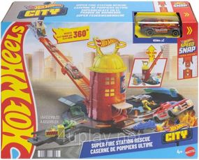 Трек Хот Вилс Сити Супер пожарная станция Оригинал Hot Wheels City Super Fire Station Rescue