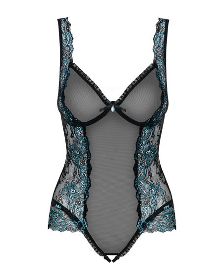 Сітчасте боді на кісточках Obsessive Amanta teddy L/XL, чорне, з доступом, S/M | Зображення 4