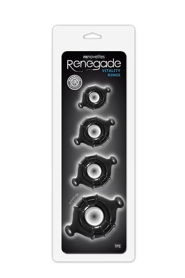 Набір ерекційних кілець NS Novelties Renegade чорний, 4 шт | Зображення 1
