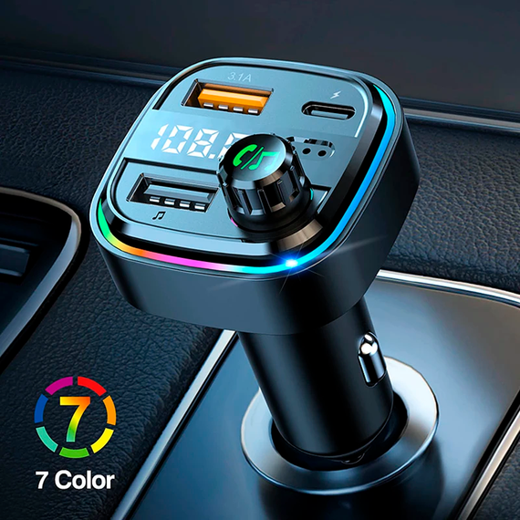 Автомобильный FM ФМ модулятор Terra С26, Bluetooth 5.0, трансмиттер, USB 3.1А, Type C | Зображення 4