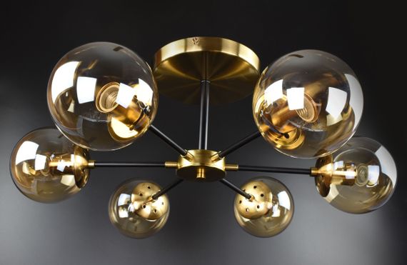 Люстра стельова на 6 лампочок 26486 Латунь 26х65х65 см. | Зображення 3