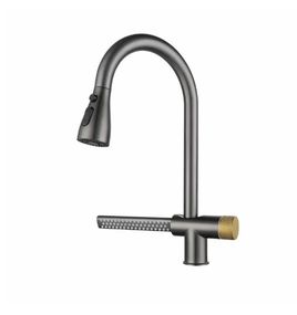 Змішувач для кухні Mixxus FOZ-014 GRAPHITE з висувною лійкою та функцією «водоспад» (MI6538)