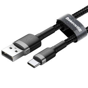 Кабель USB Type-C BASEUS Cafule 3,0A 1м сірий/чорний
