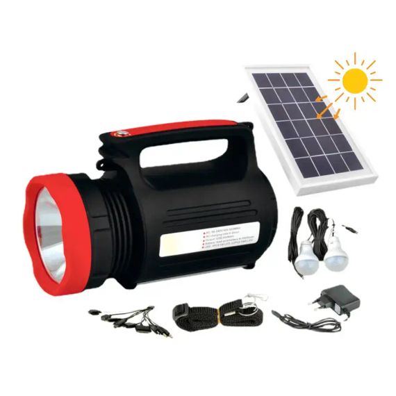 Фонарь-прожектор аккумуляторный с солнечной панелью Wimpex WX-1902 5W + 2 лампы 3W | Зображення 1