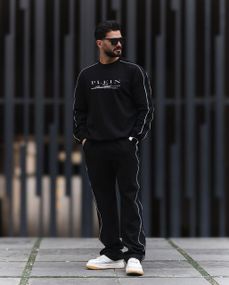 Чоловічий спортивний костюм світшот і прямі штани демісезонний колір чорний розмір 54/56 PP045