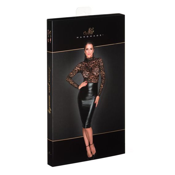 Платье с кружевным топом Noir Handmade F228 Midi dress with soft lace top, M, мокрый эффект sexstyle | Зображення 4