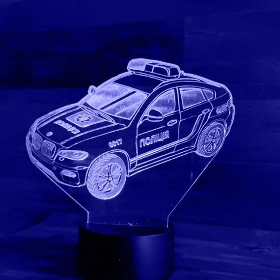 Акриловый светильник-ночник Машина полиции синий tty-n001465