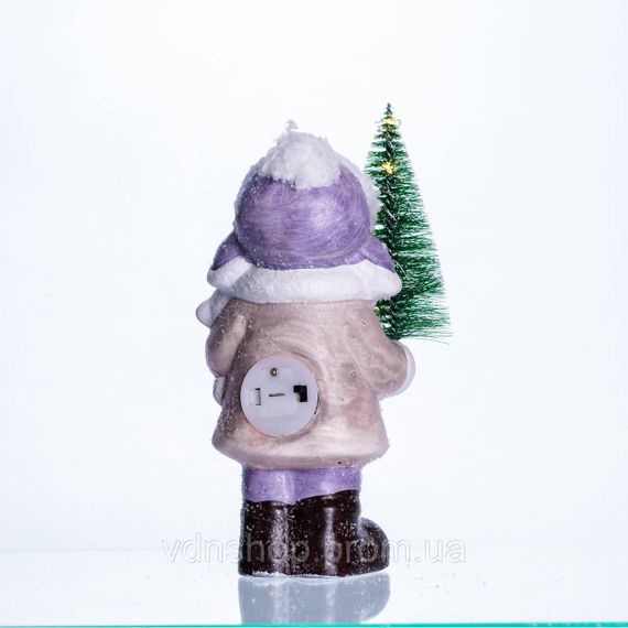 Новорічна фігурка з підсвіткою Дівчинка з ялинкою з фарфору 9×6×18 (см) новорічний декор для дому, квартири, офісу CR-5-4 | Зображення 2